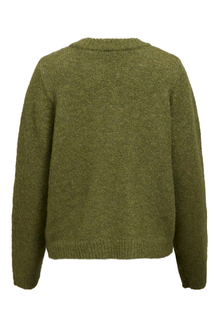 Object - Objmelea L/S Re Knit Pullover 148 - 5132986 Martini Olive Melange