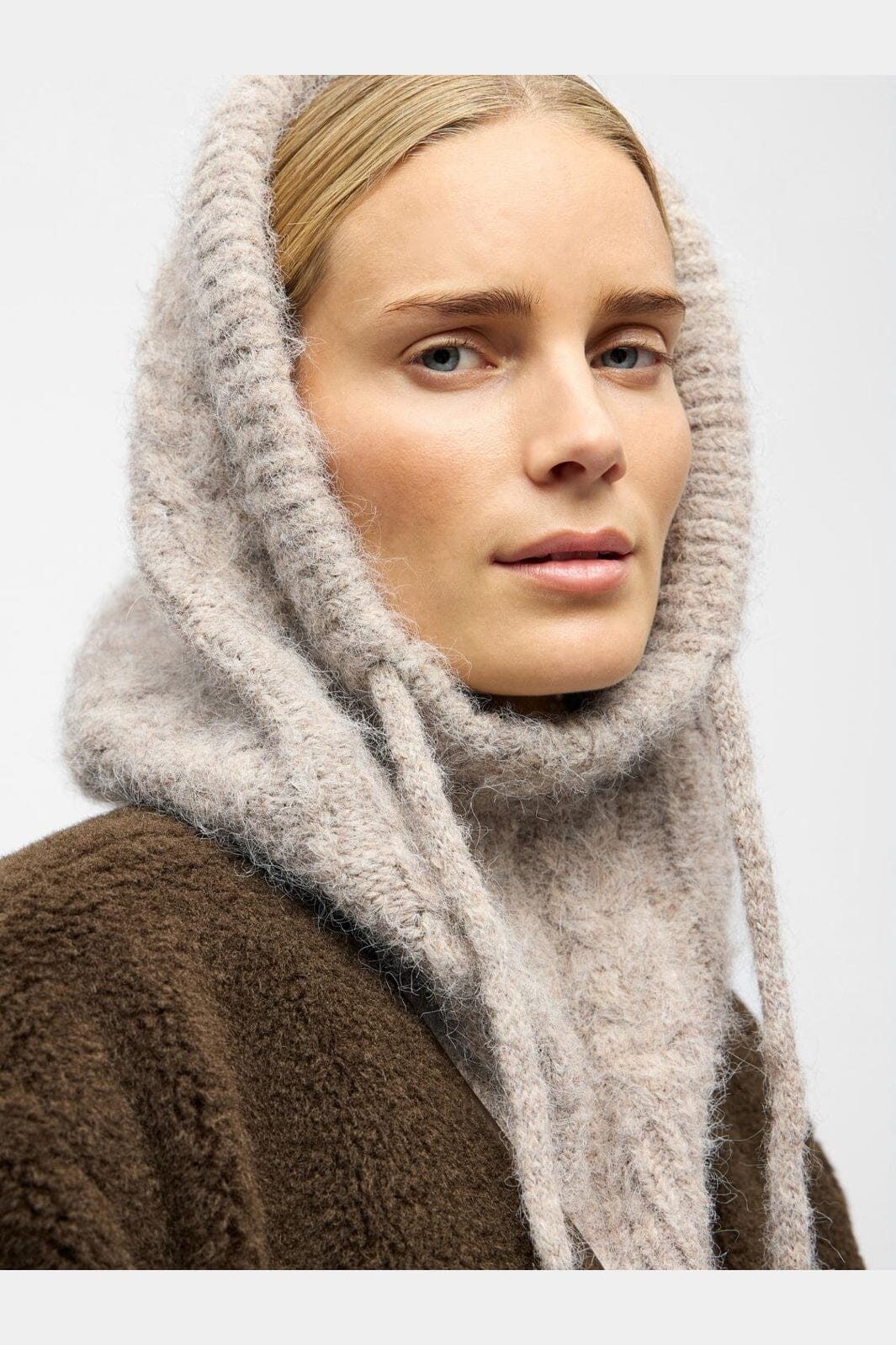 Object - Objmilu Cable Knit Balaclava - 4659614 Humus