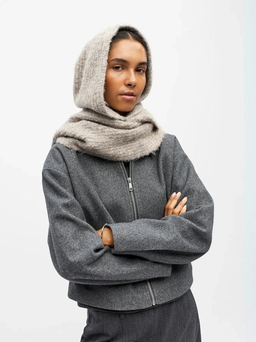 Object - Objmilu Scarf Knit Balaclava - 4886519 Humus Huer 