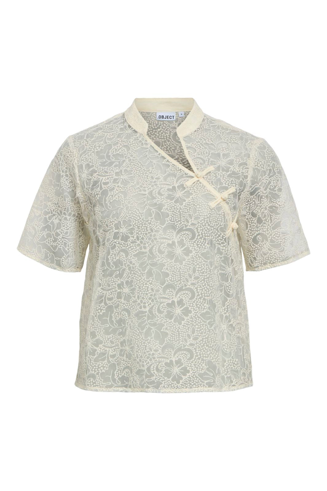 Object - Objsulin S/S Reg. Lace Top Aw 26 - 5221475 Cloud Dancer