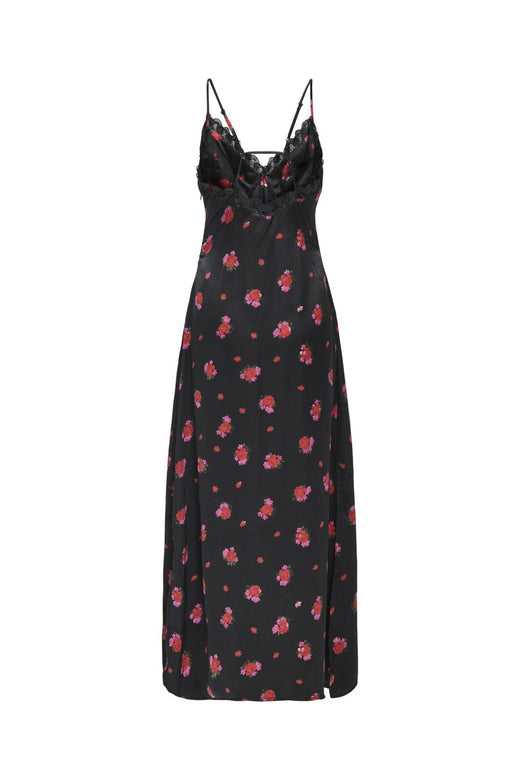 Only - Onl30 Lorelai S/L Long Dress - 4937031 Black Red Flowers