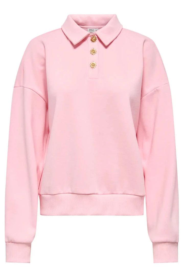 Only - Onlagnes L/S Polo Pr Swt - 5059831 Romance Rose Light Gold Buttons Sweatshirts 
