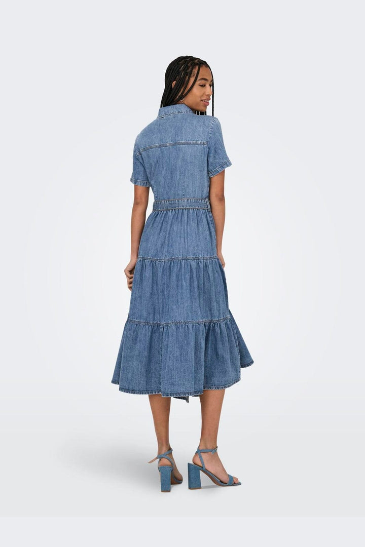 Only - Onlaliyah S/S Layer Dress Akm - 4531306 Medium Blue Denim