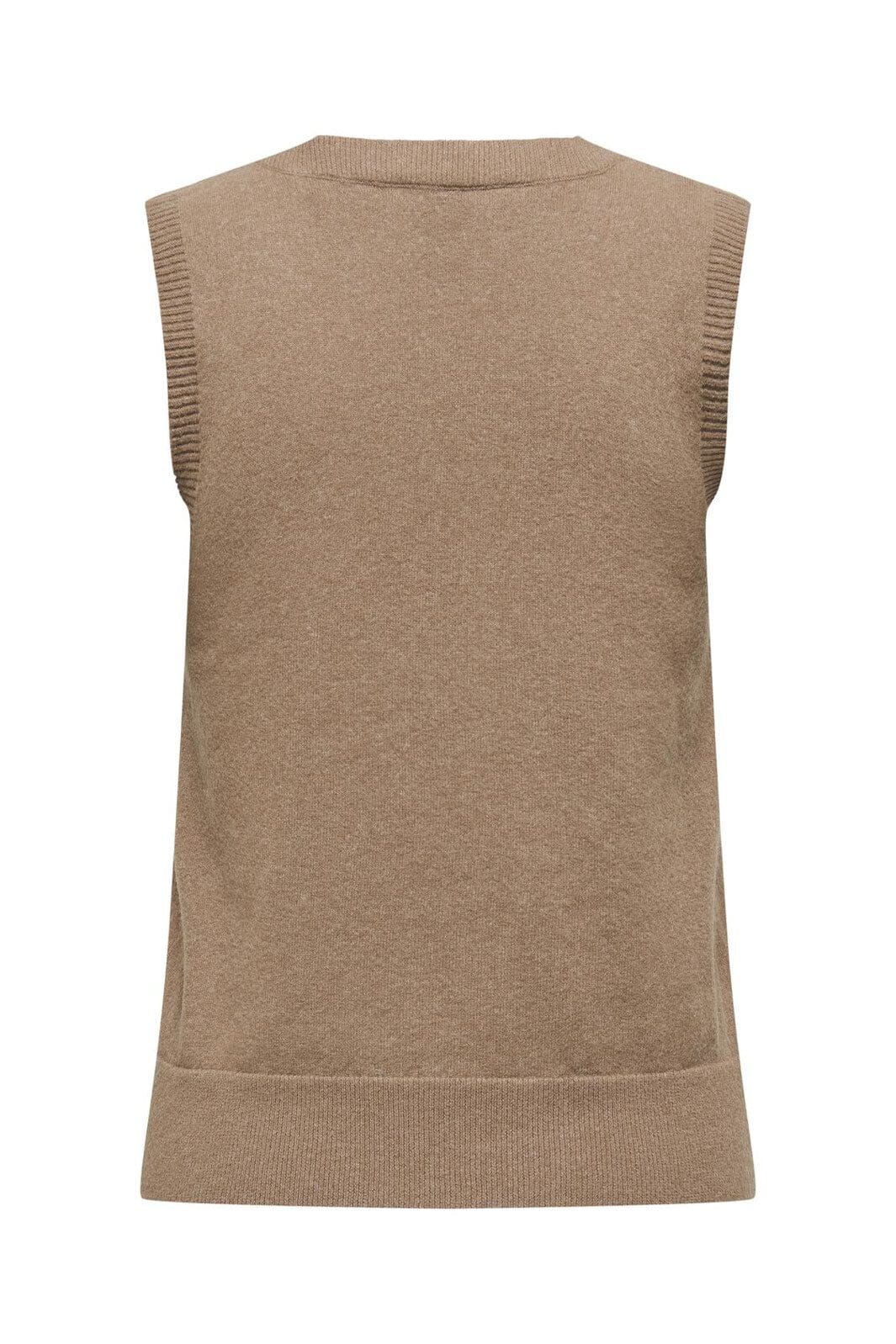 Only - Onlama Life Sl V-Neck Vest Cc Knt - 4885862 Toasted Coconut Melange