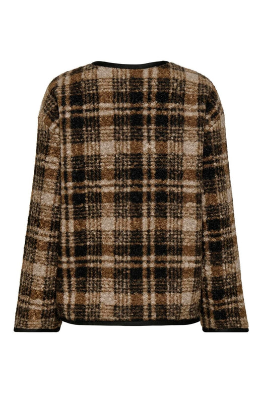 Only - Onlanni Boucle Jacket Cc - 5008376 Toasted Coconut Black / White Checks