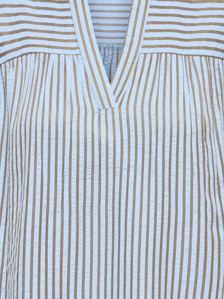 Only - Onlbari Sl Frill V-Neck Top - 5025188 Soft Chambray W. Morel Toppe 