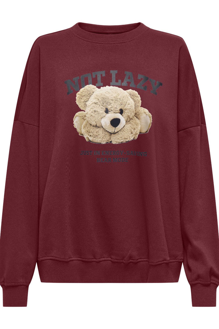 Only - Onlbila L/S Bear O-Neck Swt - 4892453 Cabernet Lazy Sweatshirts 