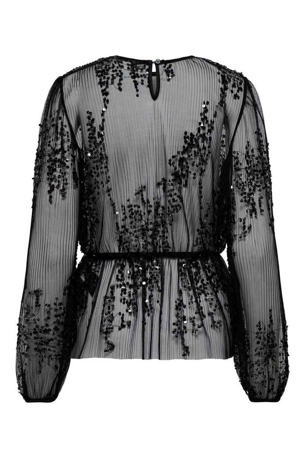 Only - Onlblair Plisse Sequins Ls Top - 5018946 Black