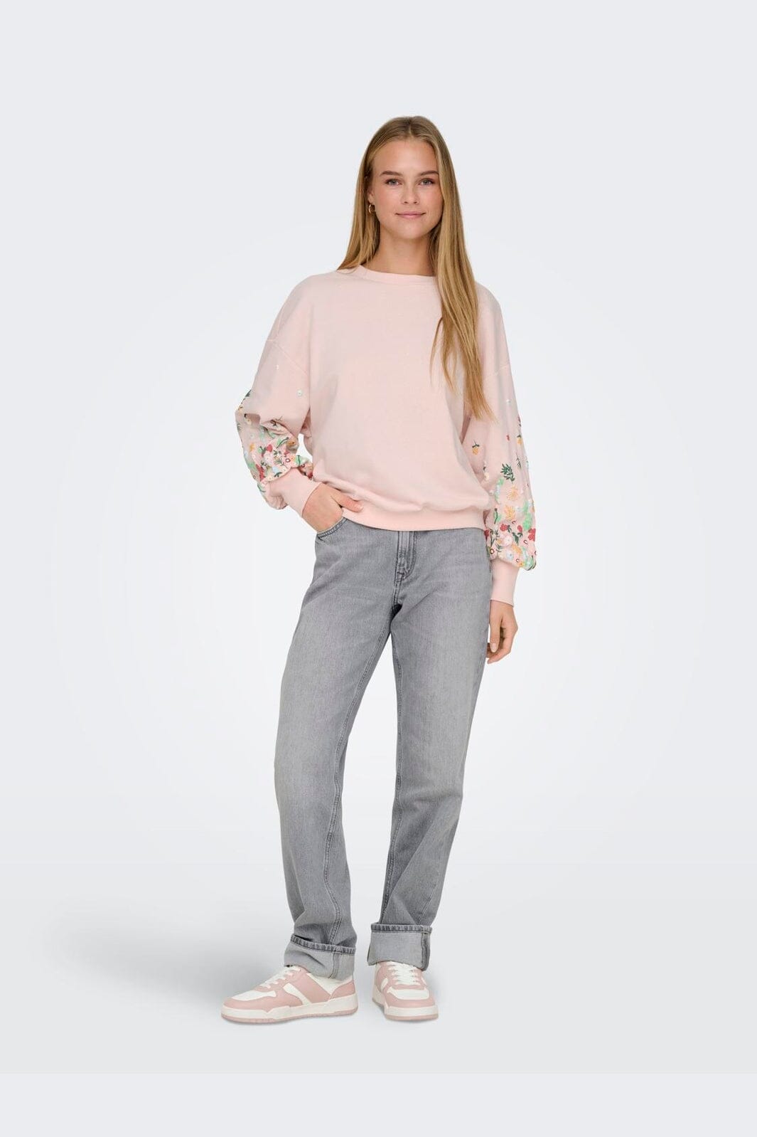 Only - Onlbrooke L/S O-Neck Flower Swt - 4691872 Potpourri Sleeve Flower