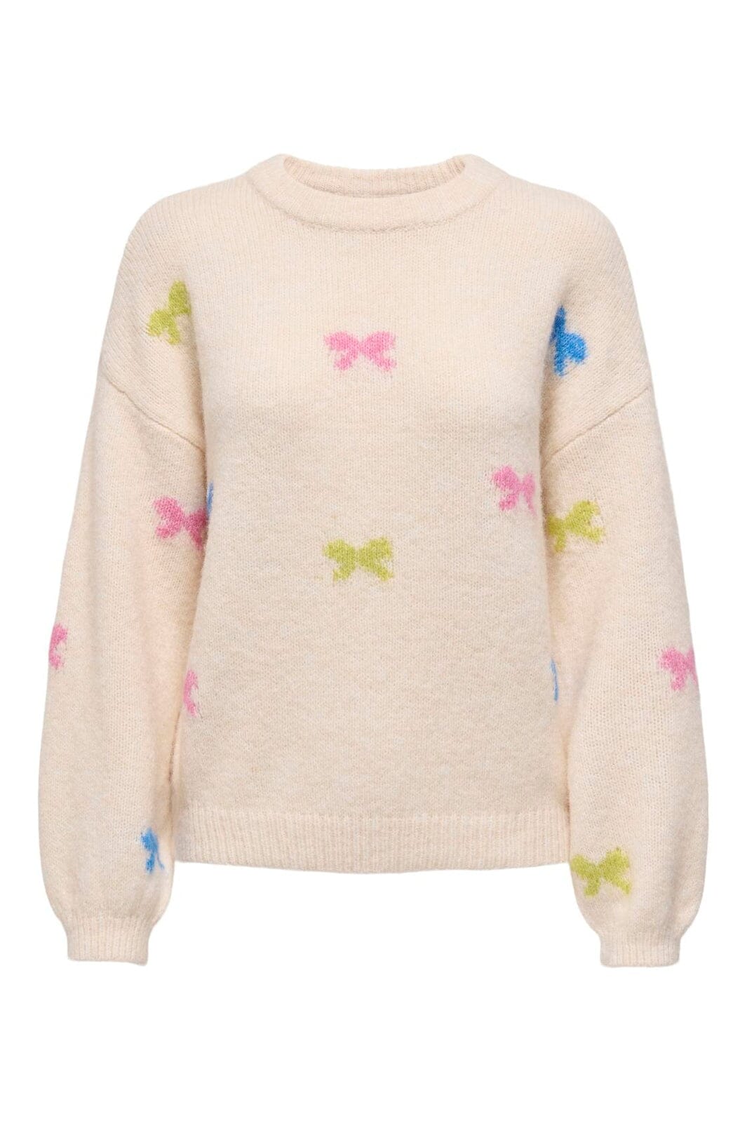 Only - Onlbrunhilda Life Ls Bow O-Neck Knt - 4947227 Baby'S Breath Camp G/Wild R/Campa/Mel/Mini Bow