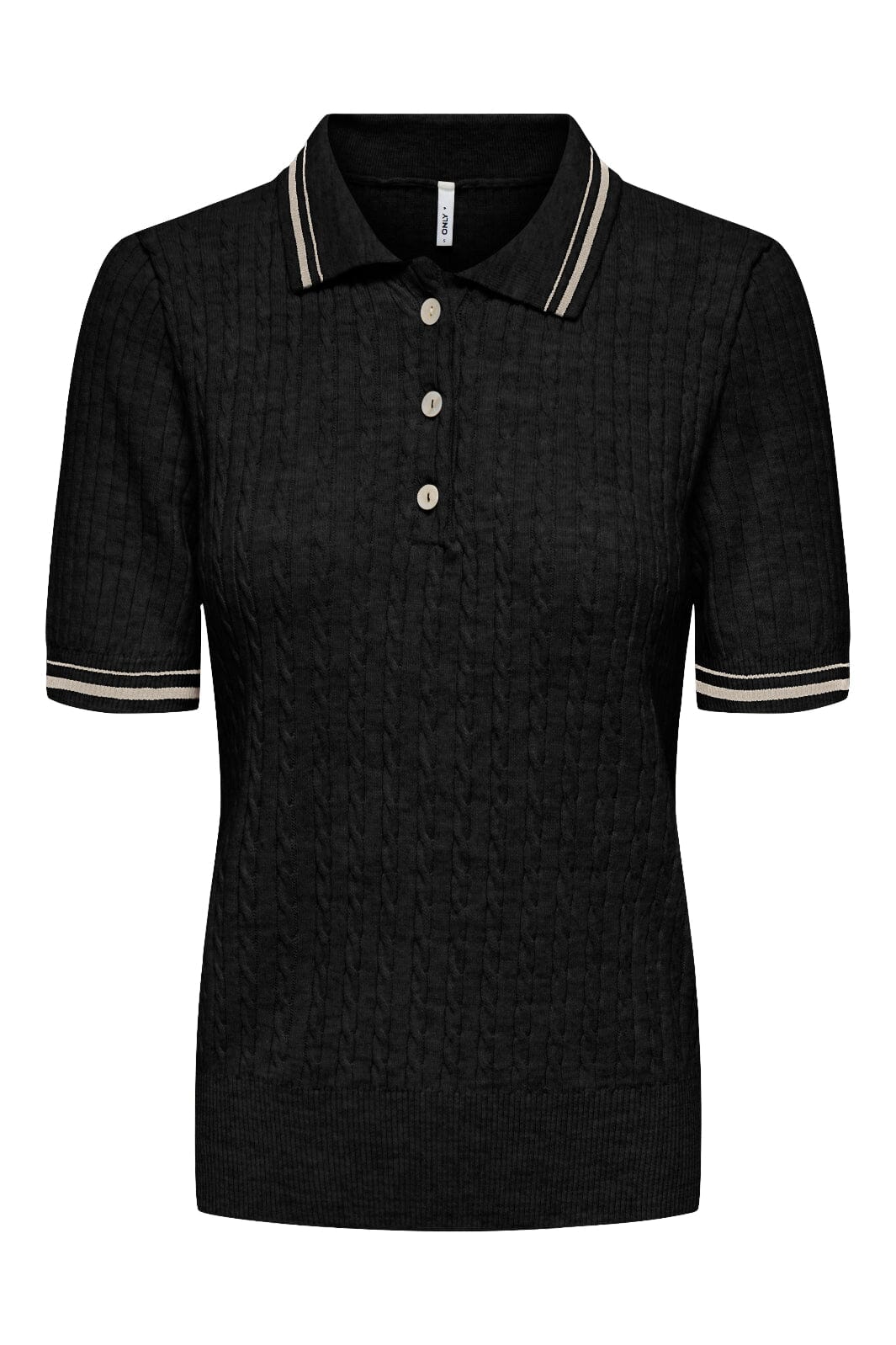Only - Onlcanton Ss Polo Pull Knt - 4931897 Black Birch Melange/Fmop Button Skjorter 