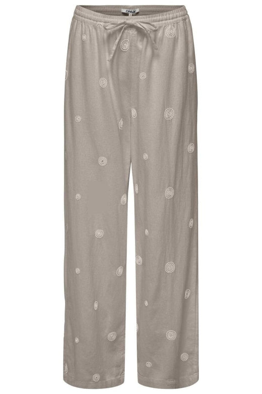 Only - Onlcaro Linen Bl Emb Wide Pant Cc - 4727393 String Pumice Stone Embroidery Bukser 
