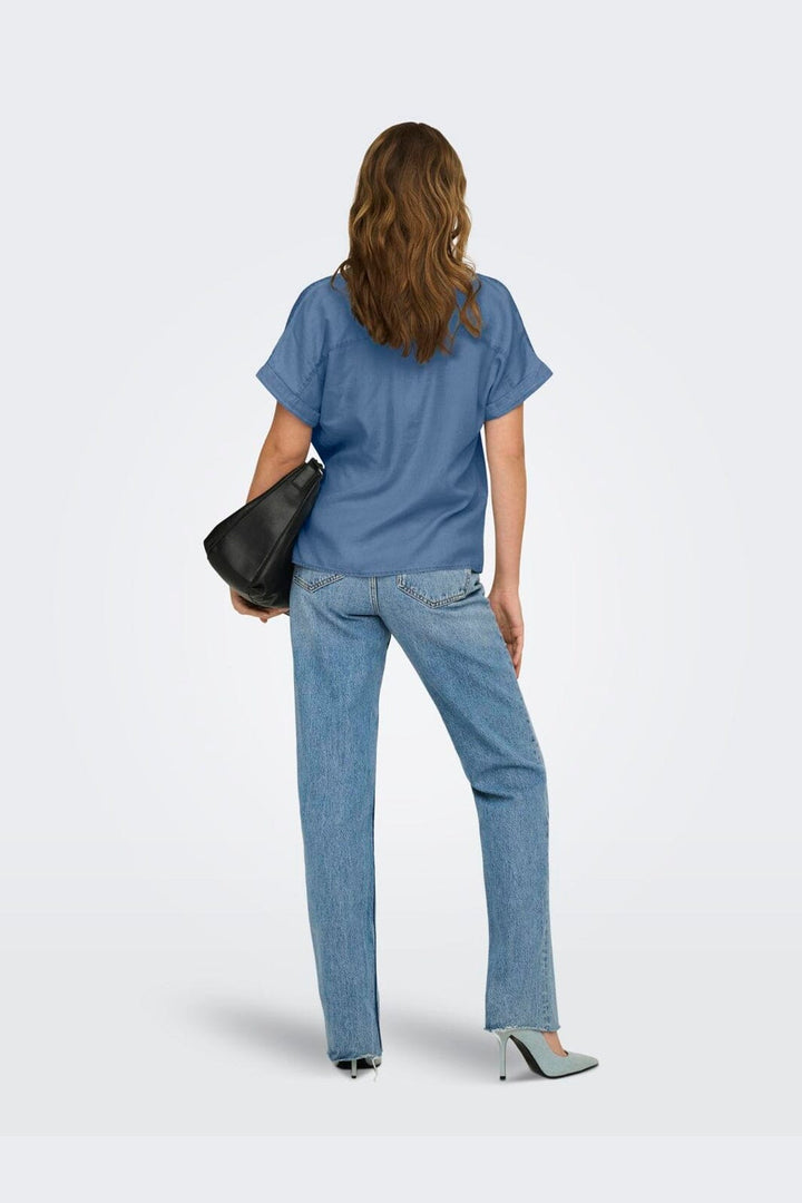 Only - Onlcharis Life Cap Sleeve Shirt Cc - 4977051 Medium Blue Denim