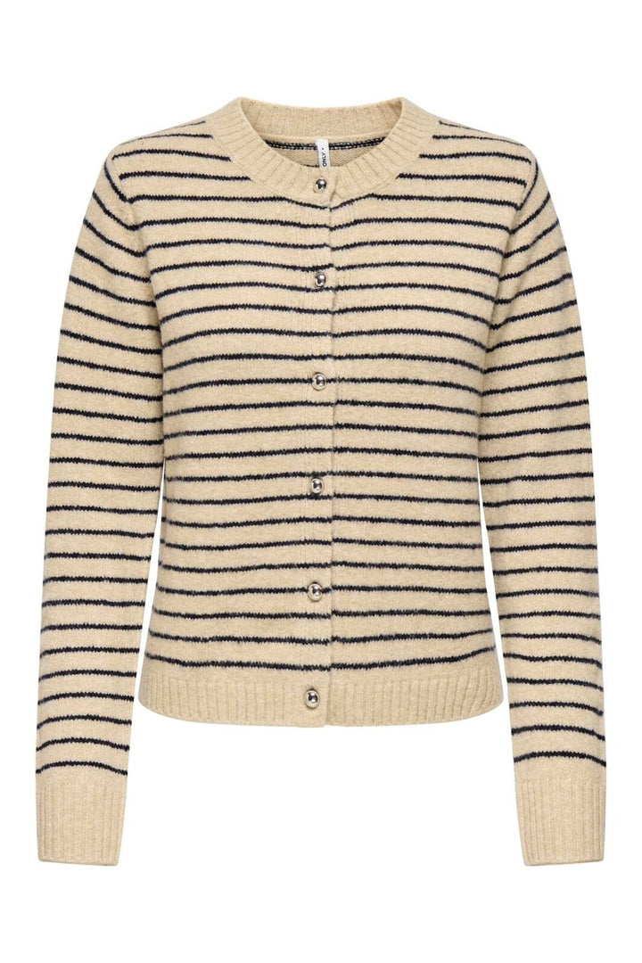 Only - Onlchester Life Ls Stripe Cardi Cc Knt - 4917596 Humus Niht Sky/Mel/Silver Button