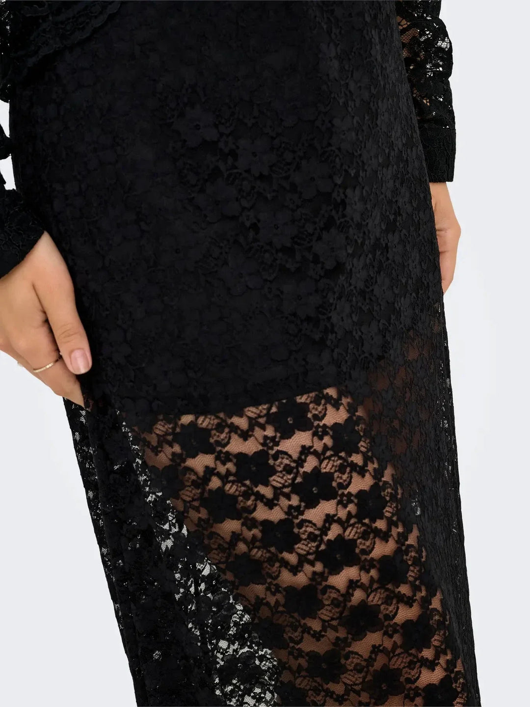 Only - Onlchigo Cali Life Lace Ankle Skirt - 4855496 Black Nederdele 