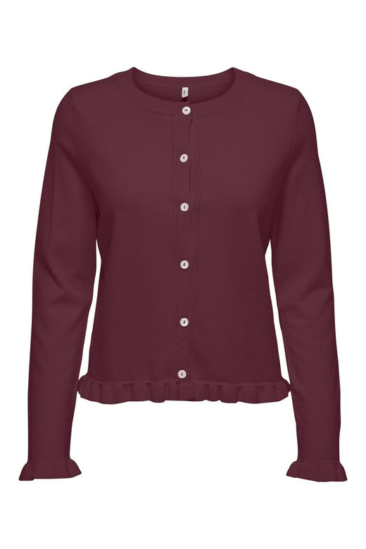 Only - Onlcinderel Ls Frill Cardigan Knt - 4980177 Windsor Wine