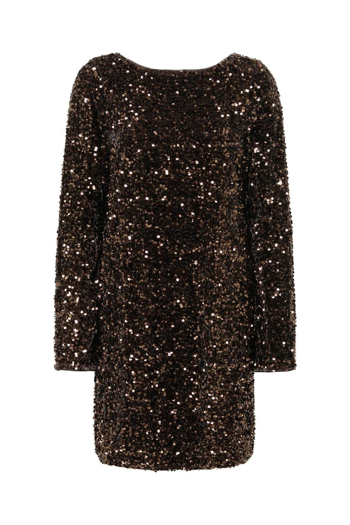 Only - Onlconfidence L/S Bell Dress - 5128838 Chocolate Torte Dtm Sequin
