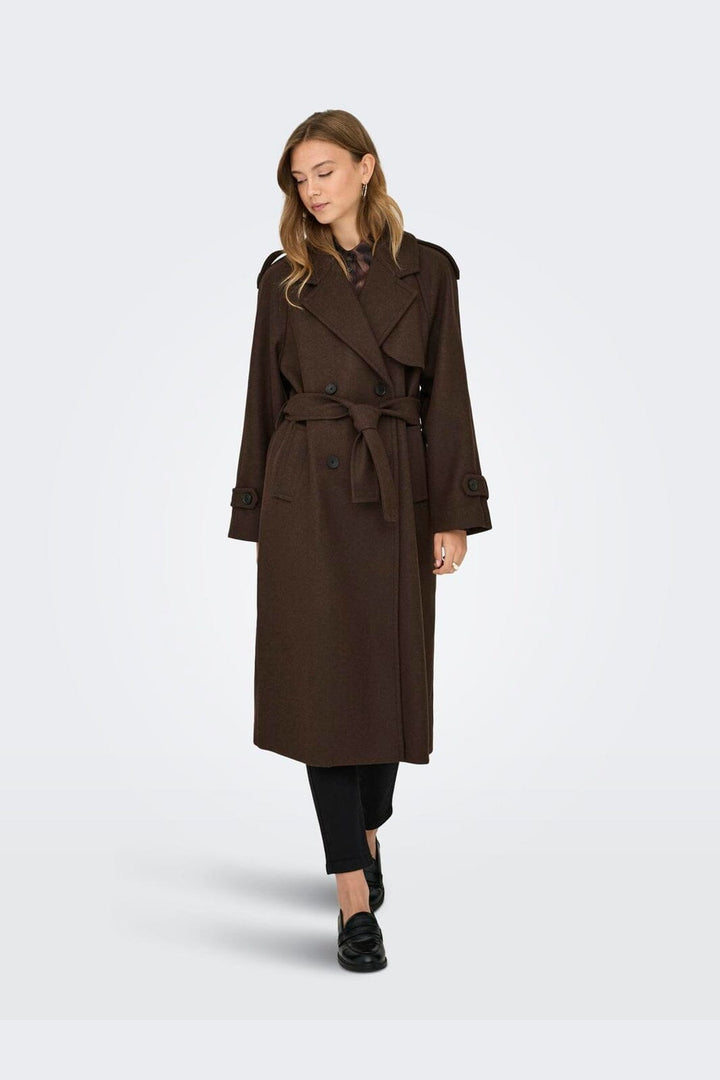 Only - Onldear-Trillion Long Belt Coat - 4961034 Chocolate Brown Melange