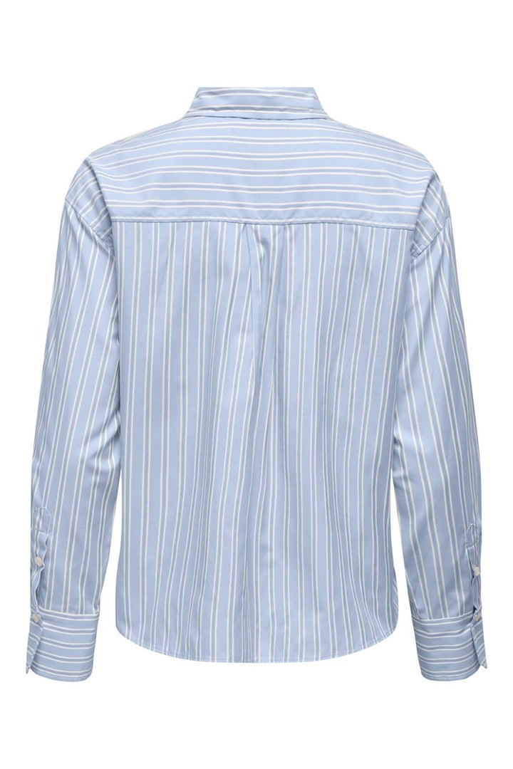 Only - Onlelara L/S Emb Shirt - 4983443 Cashmere Blue Cloud Dancer