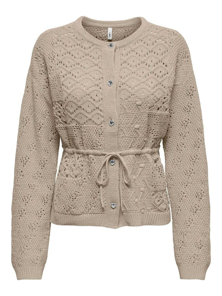 Only - Onlelke Life Ls Cardigan Cc Knt - 5049514 Oxford Tan Silver Heart Button Cardigans 