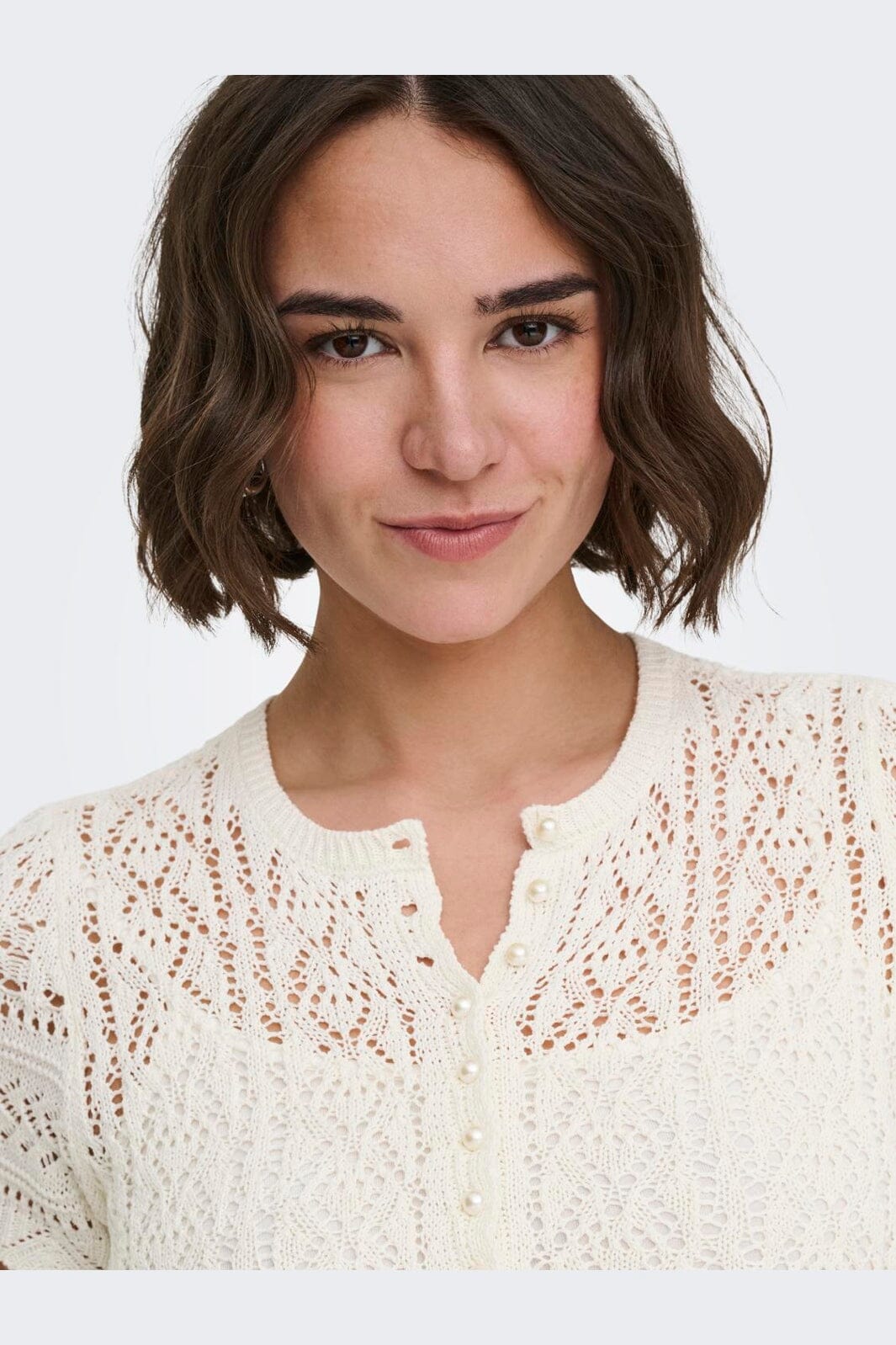 Only - Onlelke Life Ss Pearl Cardigan Cc Knt - 4972395 Birch White Pearl