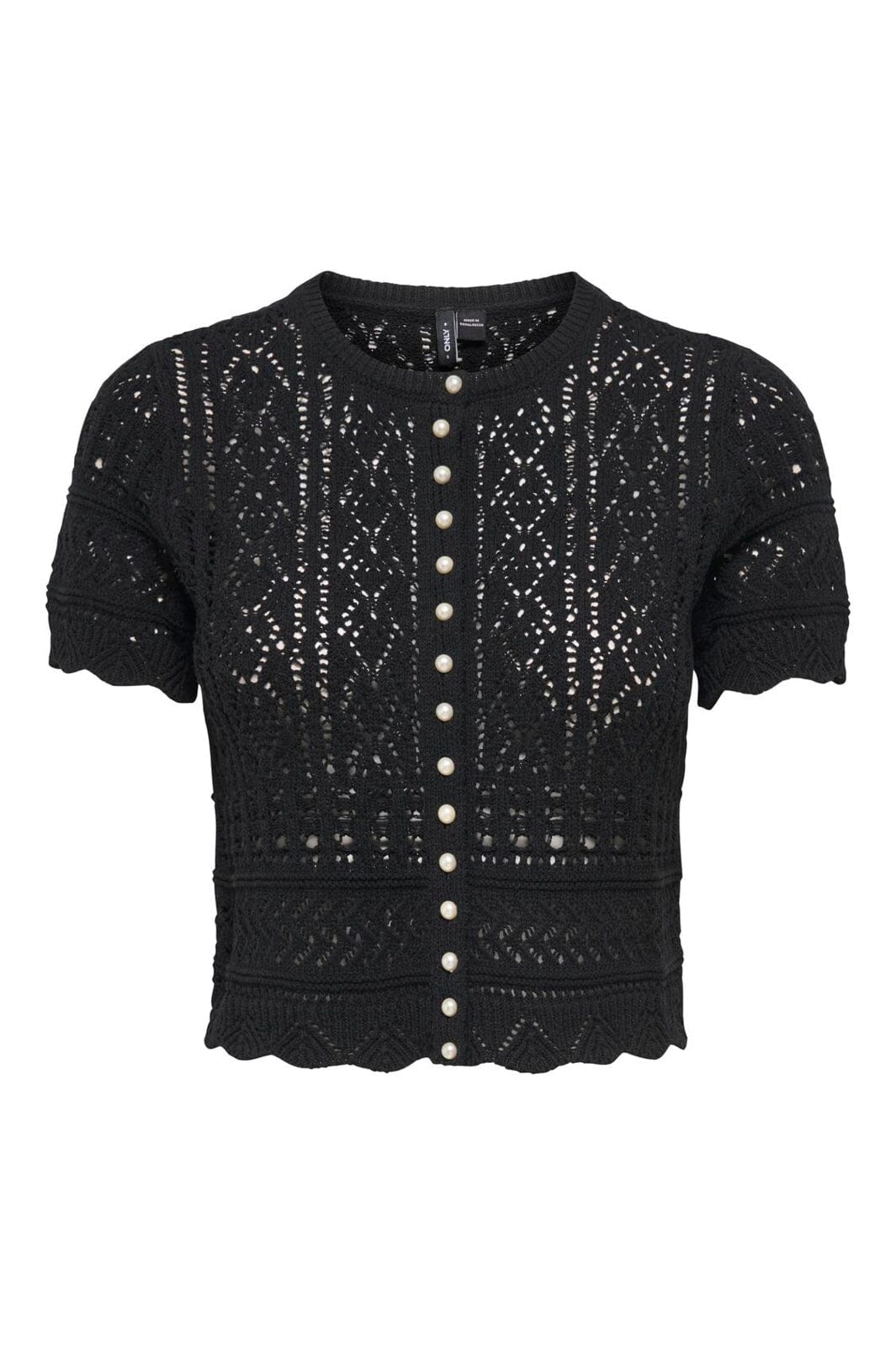 Only - Onlelke Life Ss Pearl Cardigan Cc Knt - 4981973 Black White Pearl