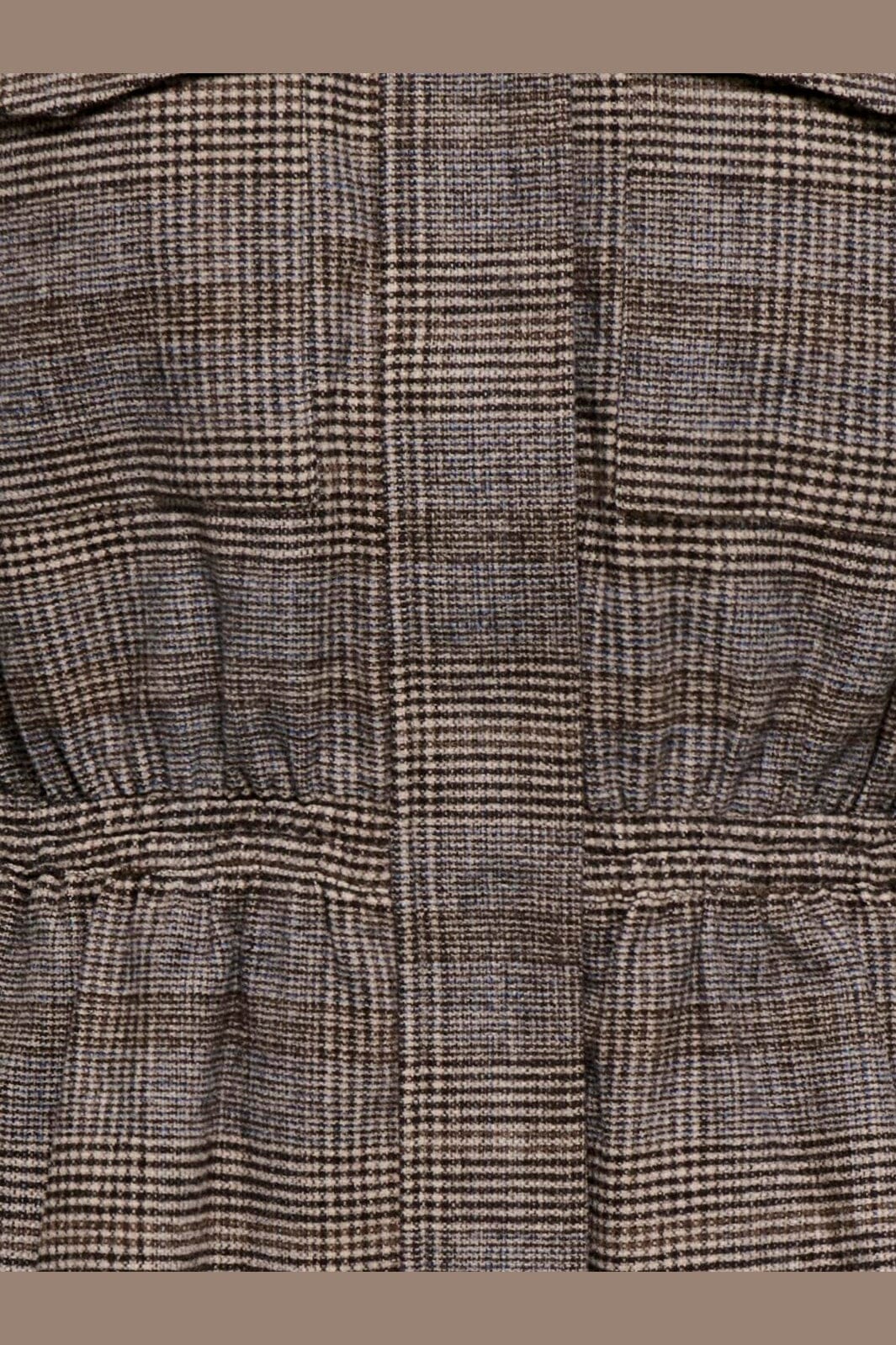 Only - Onleve L/S Check Peplum Jacket - 5232554 Mocha Meringue Choclate Torte