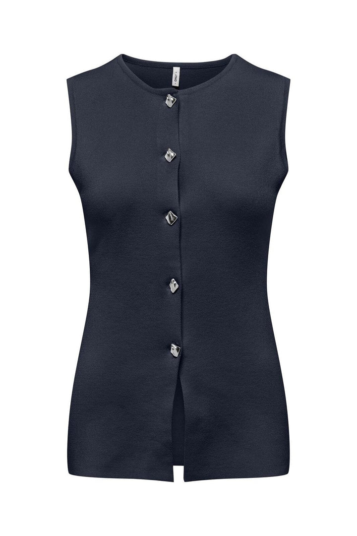 Only - Onlevelin Life Sl Vest Cc Knt - 4981553 Navy Blazer Silver Button