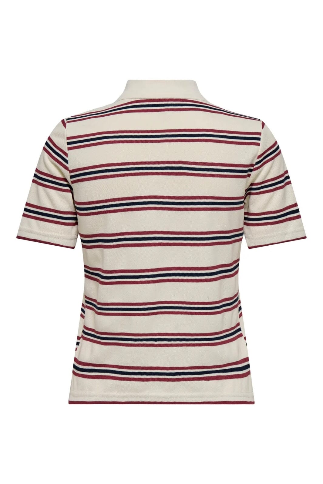 Only - Onlevie S/S Polo Top - 4838509 Antique White Navy Blazer + Ruby Wine (Without Tag)