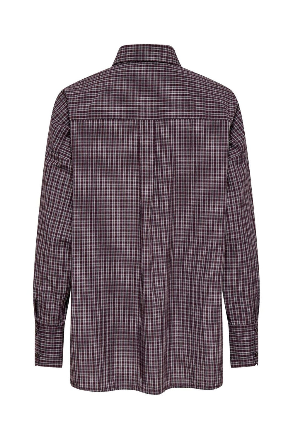 Only - Onlfenna L/S Oversize Check Shirt - 5025179 Winetasting Grey / White Check
