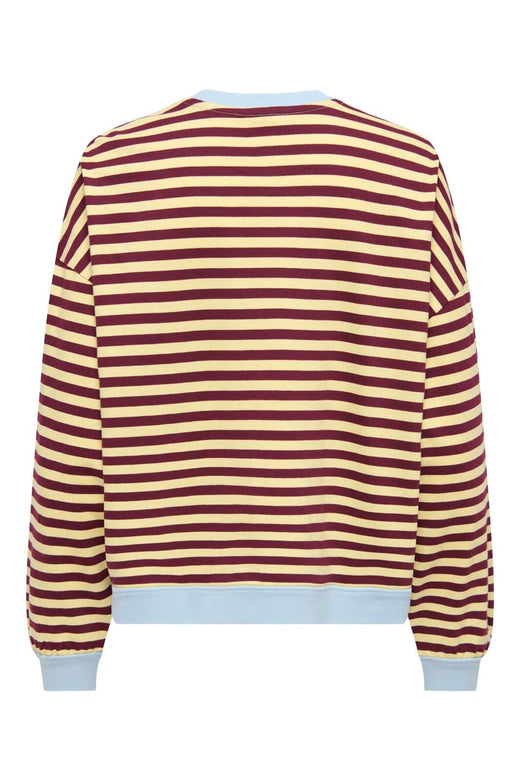 Only - Onlfreja L/S Loose Top - 5090443 Mellow Yellow Fig W. Contrast Cashmere Blue