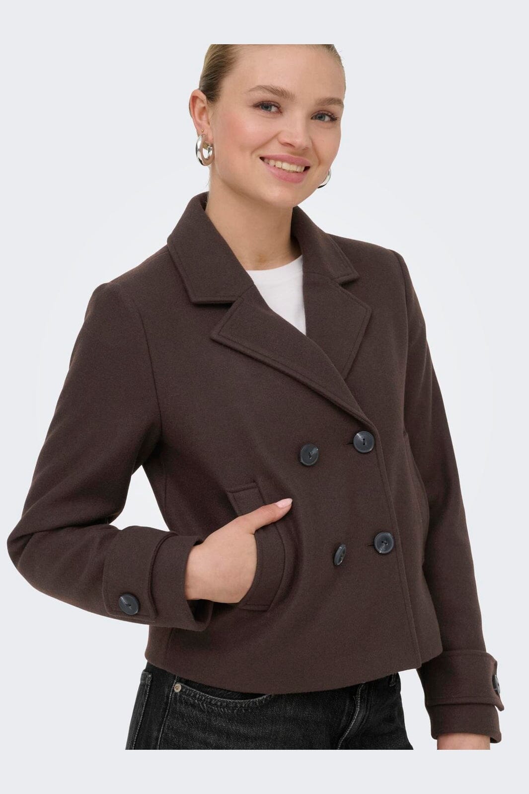Only - Onlfreja Short Db Jacket - 4986881 Hot Fudge Melange