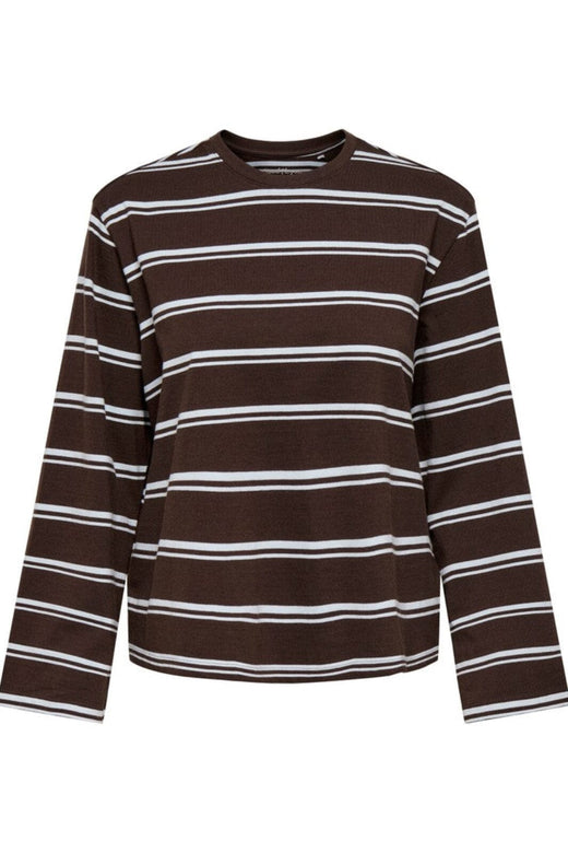 Only - Onlfreja Stripe L/S Wide Sleeve - 5082167 Coffee Bean Ballad Blue (Jana) Bluser 