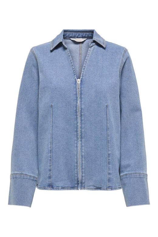 Only - Onlfrida Ls Zip Shirt Gua - 4879773 Light Medium Blue Denim