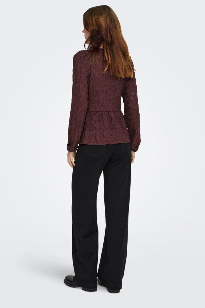 Only - Onlgiavanna L/S Peplum Top - 4915823 Decadent Chocolate