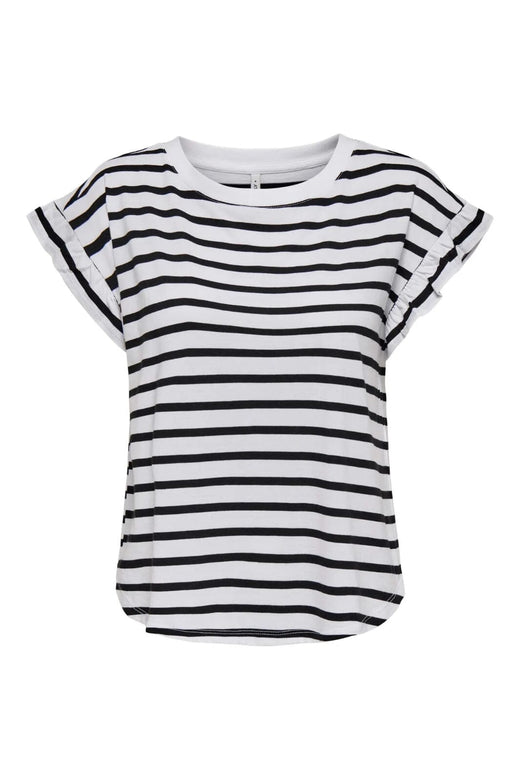 Only - Onlgrape S/S Frill O-Neck Top - 4740065 Bright White Black