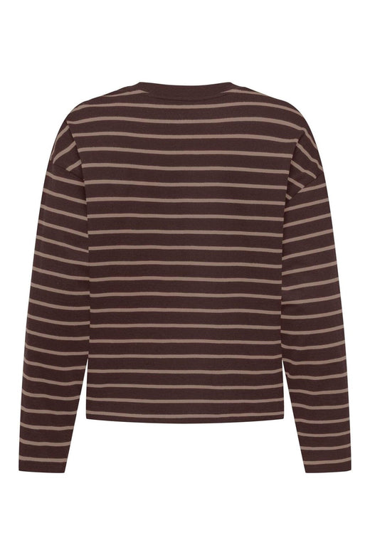 Only - Onlhappy L/S O-Neck Stripe Tee - 5135939 Coffee Bean Taupe Gray Lena