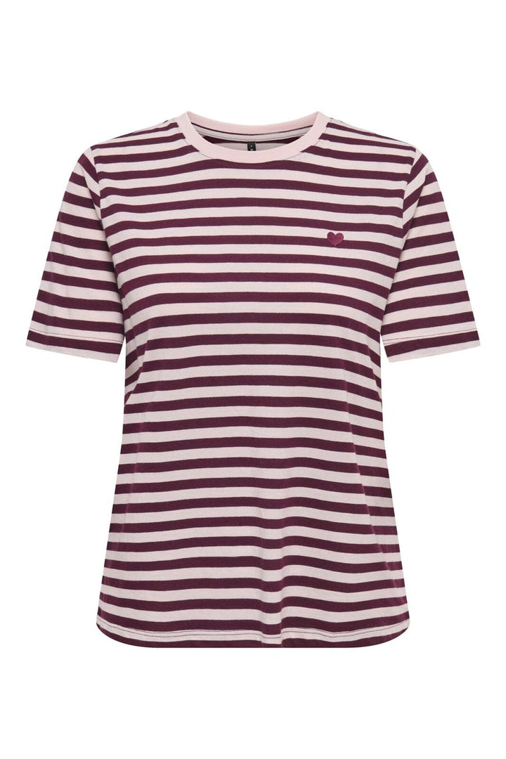 Only - Onlhappy S/S Emb Top - 5204485 Winetasting Pale Lilac (Uni) - Winetasting Emb Heart