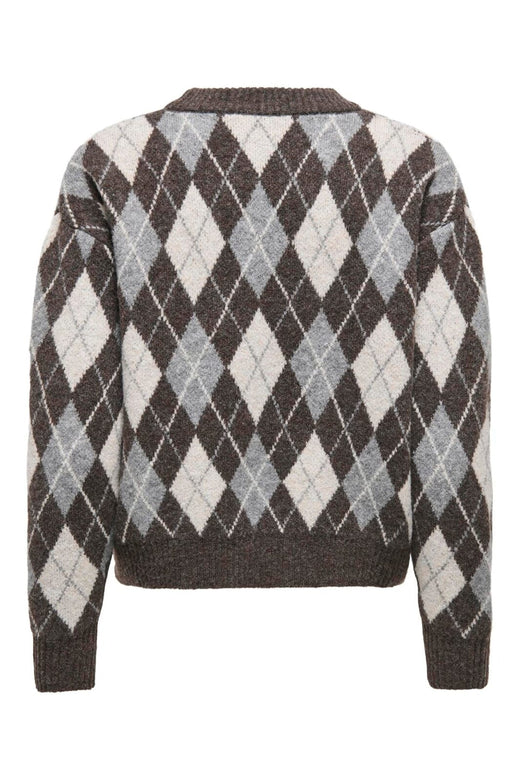 Only - Onlharly Life Ls O-Neck Pullover Knt - 4971828 Coffee Bean Soft Chambray/Birch