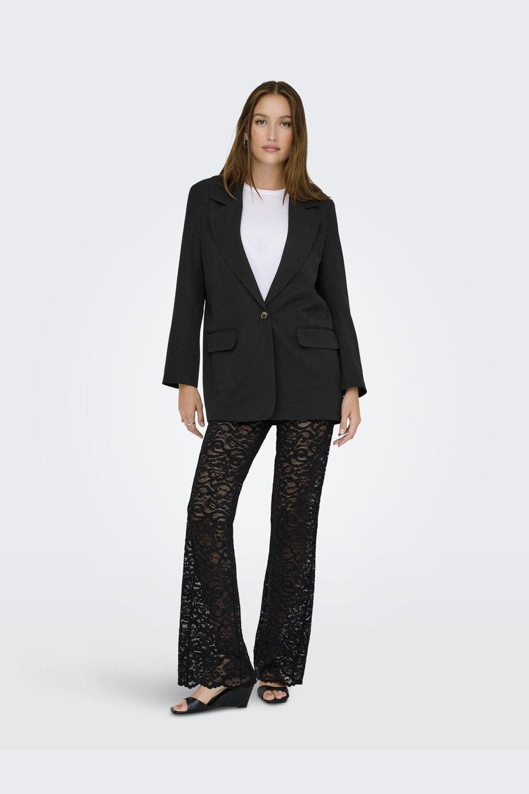 Only - Onlhattie-Lana L/S Overs Mel Blazer Tlr - 4757822 Black
