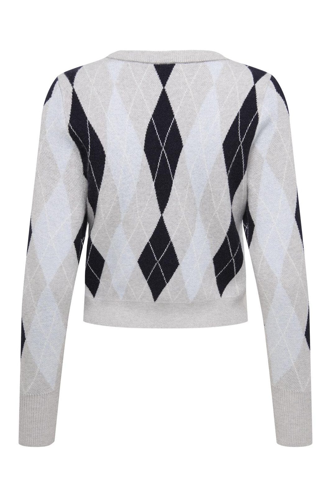 Only - Onlibi Ls Check O-Neck Cc Knt - 4947354 Light Grey Melange Night Sky/Cashmere Blue Mel/Babys B