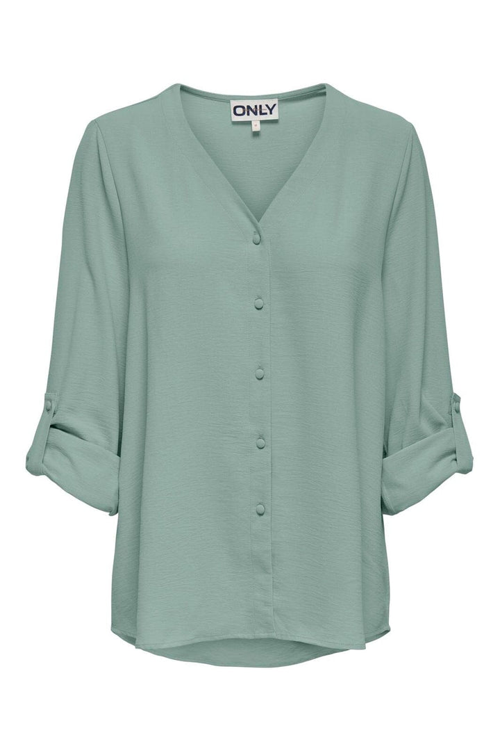 Only - Onljana Mette V-Neck Ls Shirt - 5013642 Jadeite
