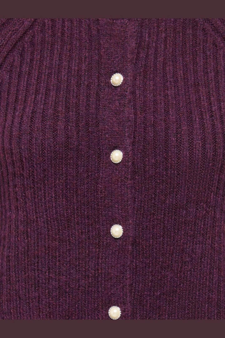 Only - Onlkalibu L/S Cardigan Knt - 5109876 Mauve Wine Melange