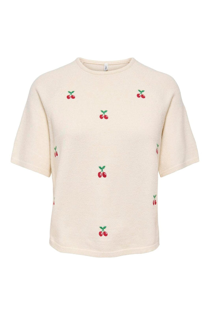 Only - Onlkatia Ss O-Neck Detail Nca Knt - 5069009 Whitecap Gray Cherry