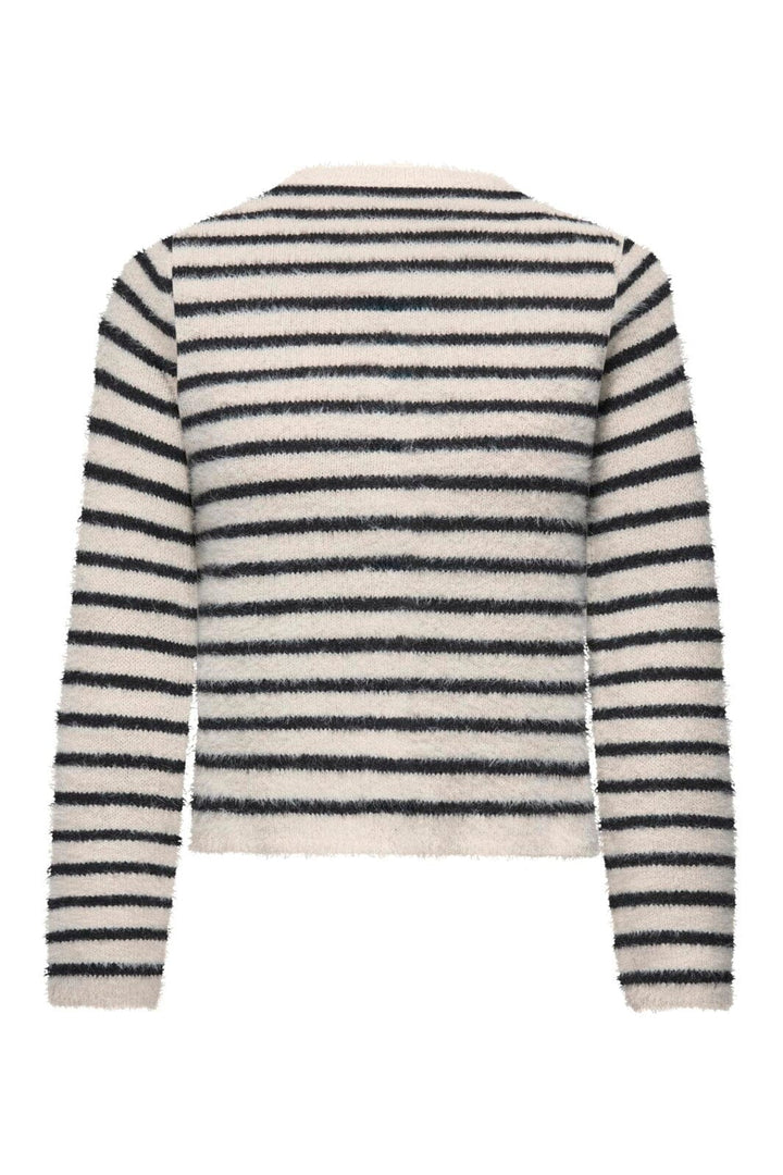 Only - Onlkerry Ls Button Cardigan Cc Knt - 5059032 Birch Black/Silver Heart Button