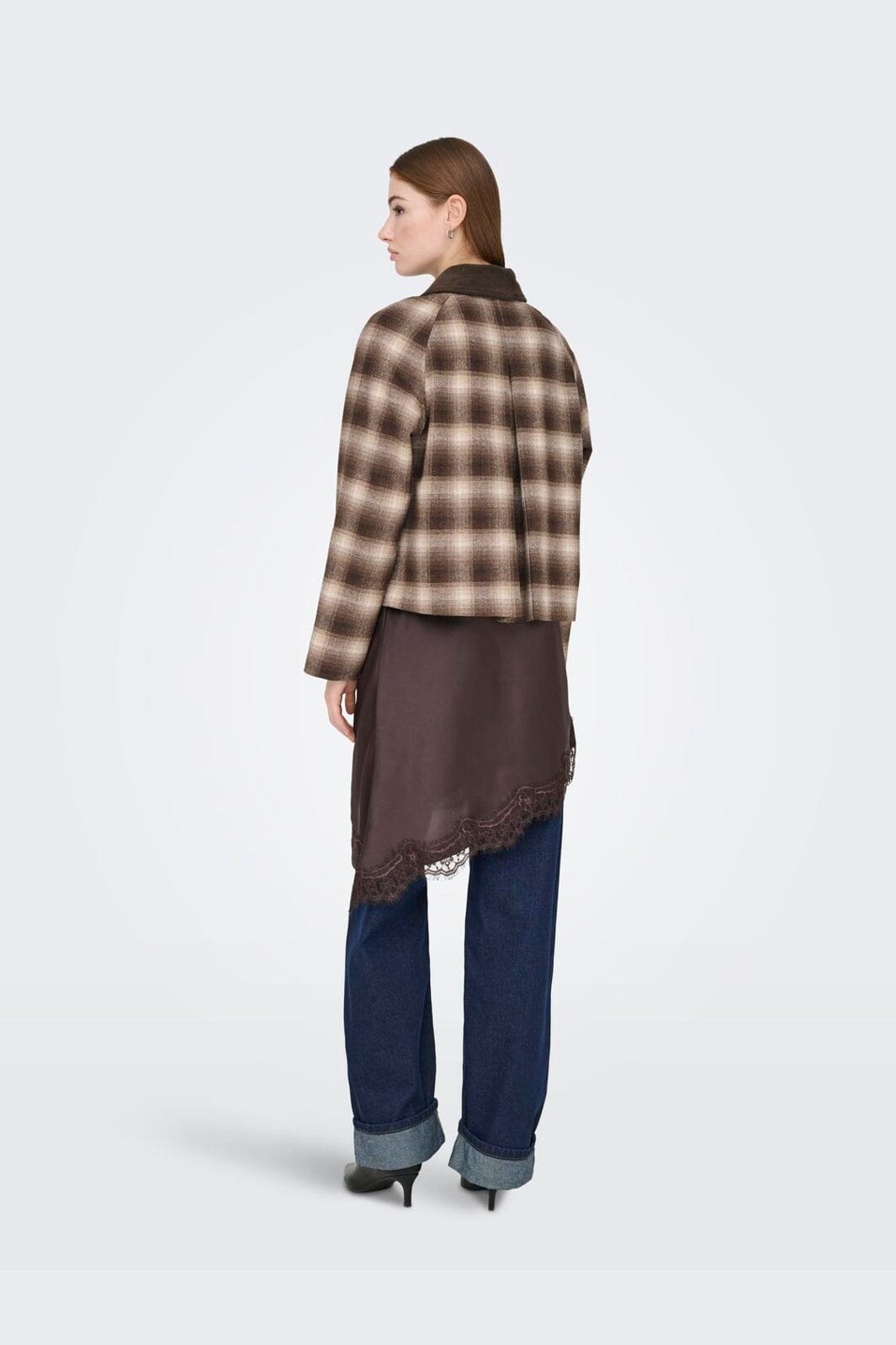 Only - Onlkine Checked Cord Jacket Cc - 5009421 Chocolate Martini