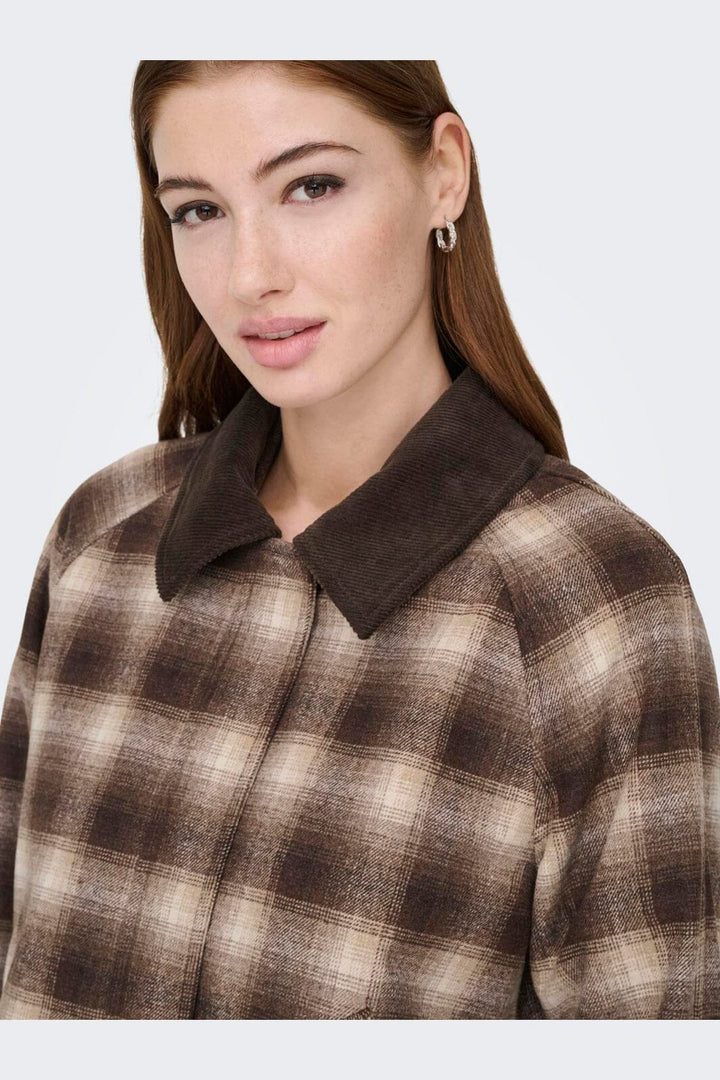 Only - Onlkine Checked Cord Jacket Cc - 5009421 Chocolate Martini