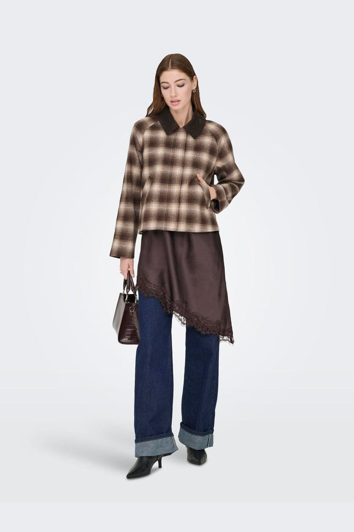 Only - Onlkine Checked Cord Jacket Cc - 5009421 Chocolate Martini