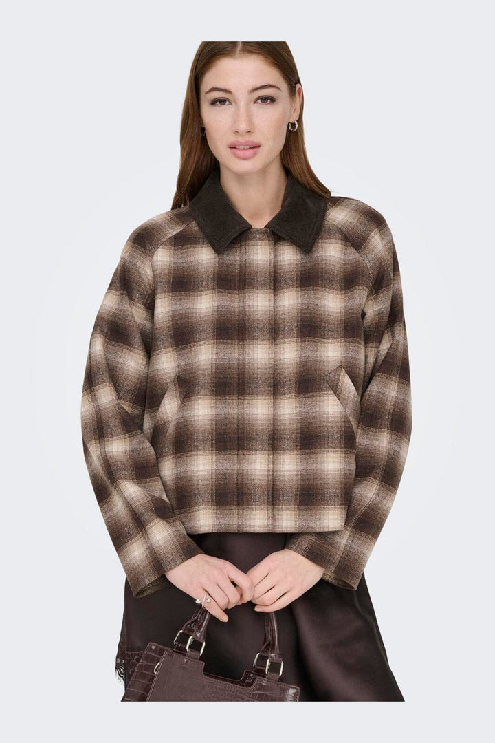 Only - Onlkine Checked Cord Jacket Cc - 5009421 Chocolate Martini