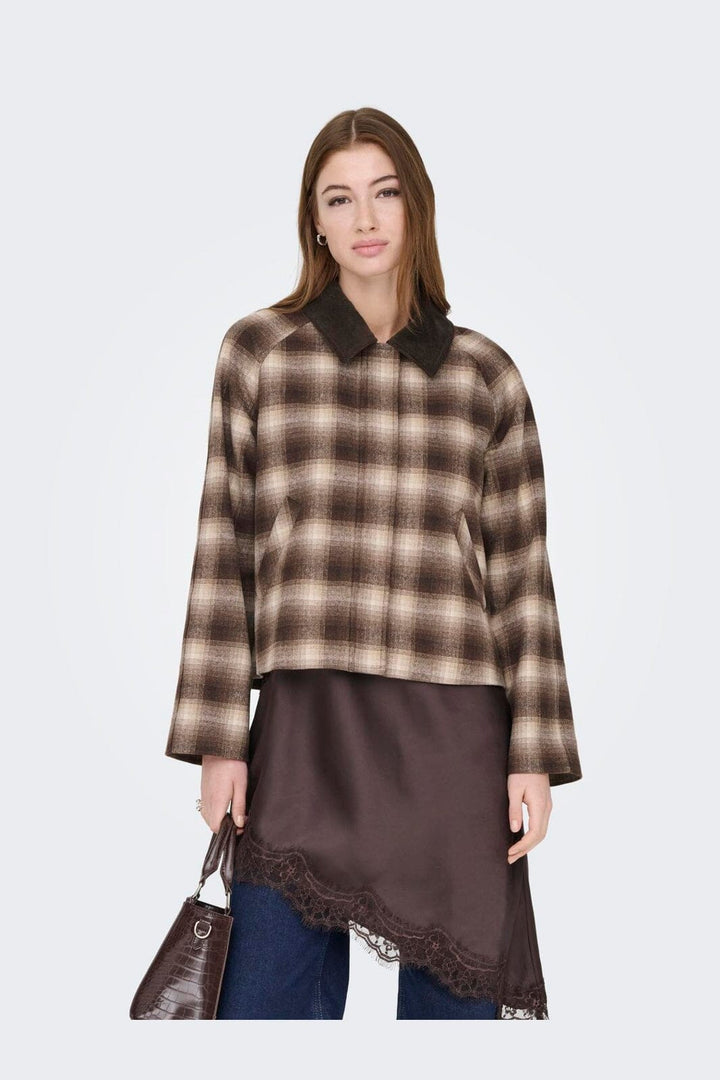 Only - Onlkine Checked Cord Jacket Cc - 5009421 Chocolate Martini